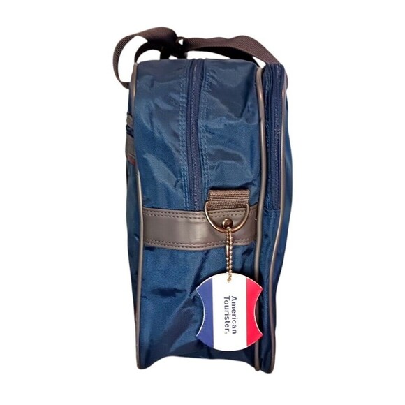 Vintage American Tourister Soft Sided Luggage Carry On Travel Bag Blue Suitcase - Picture 3 of 9